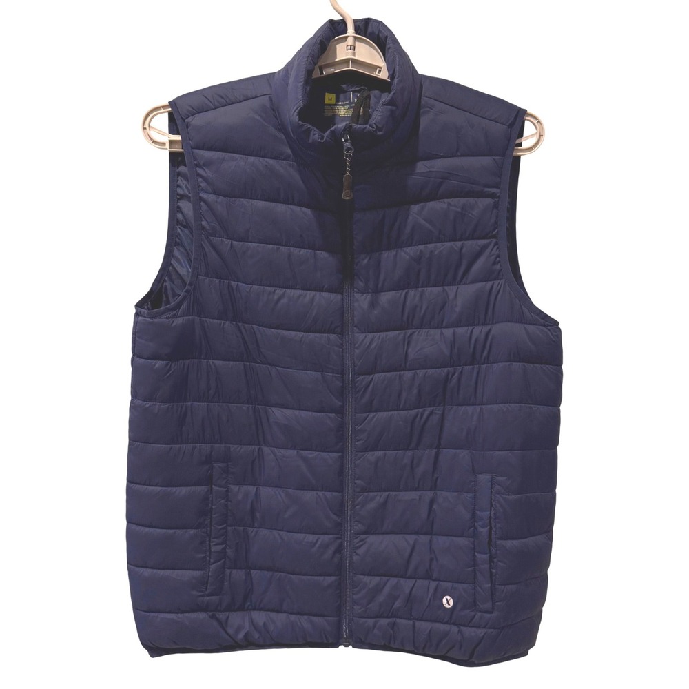 Xersion Puffer Vest Navy Blue Padded Sleeveless Zip Up Outdoor Men Medium